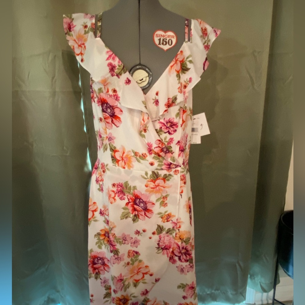 BY & BY, size XXL. Floral Ruffle Hi/Lo Wrap Dress